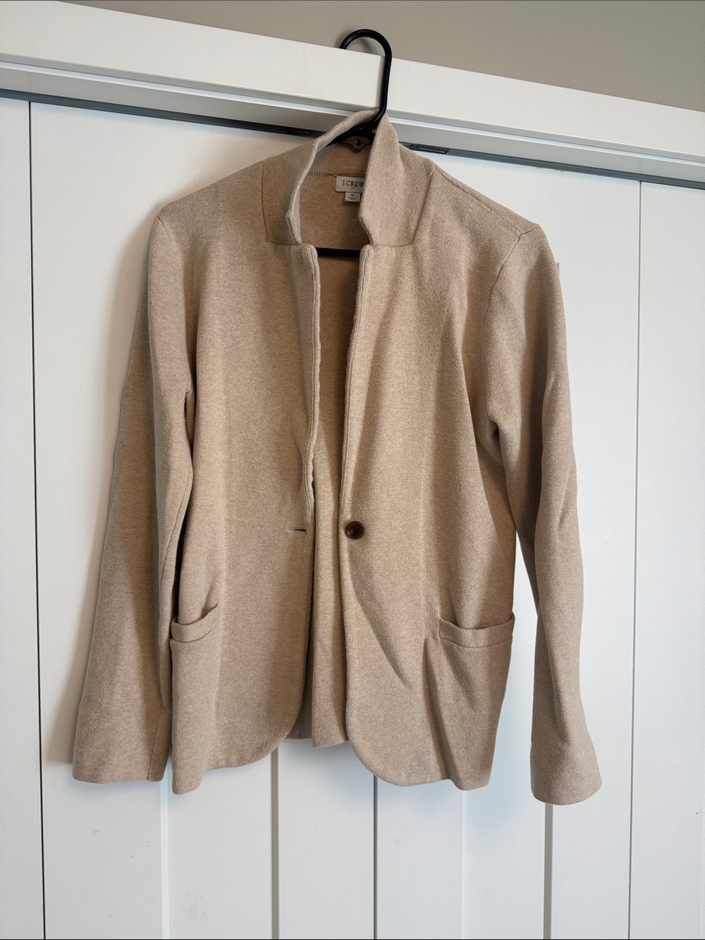 J. Crew Women's Tan Single-Button 100% Cotton Blazer Jacket